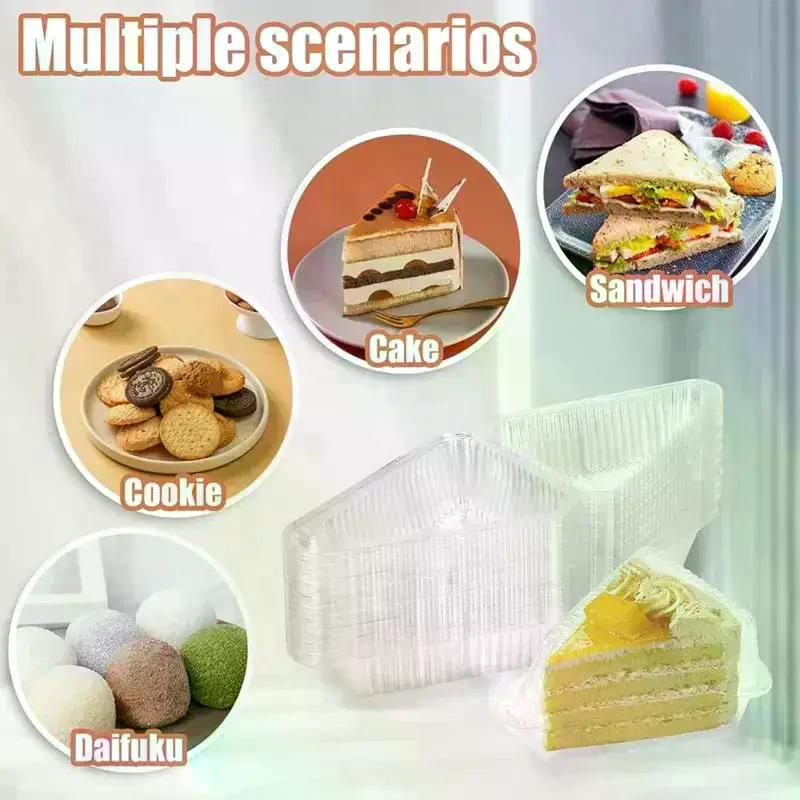 50/100Pcs Clear Triangle Dessert Box Reusable Food Packing Stackable Sandwich Holder for Fruit Cake - Cake Slice Container