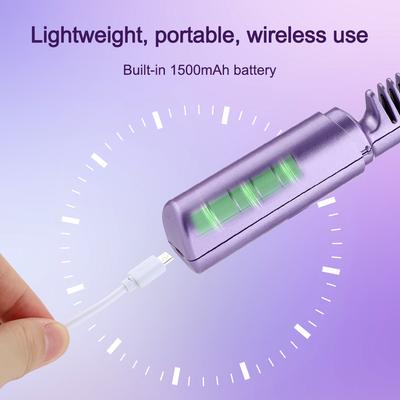 Lazy Hair Straightening Comb Wireless Heated Hair Straightener Small Portable Hair Straightener Hair Care Smooth Hair USB Chargi