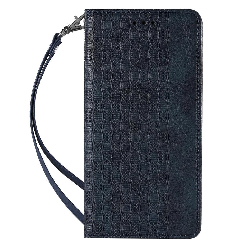 Magnet Strap Case Etui Do Samsung Galaxy S22 Ultra Pokrowiec Portfel + Mini Smycz Zawieszka Niebieski