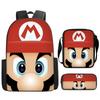 Student Schoolbag Three-Piece Set, Animation Cartoon Backpack, Shoulder Bag, Pencil Case.