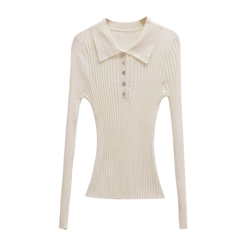 Kaslead New Arrival Women's Clothing Fashion Style Fashion Rib Knitting Slim Long Sleeve Top 9598124