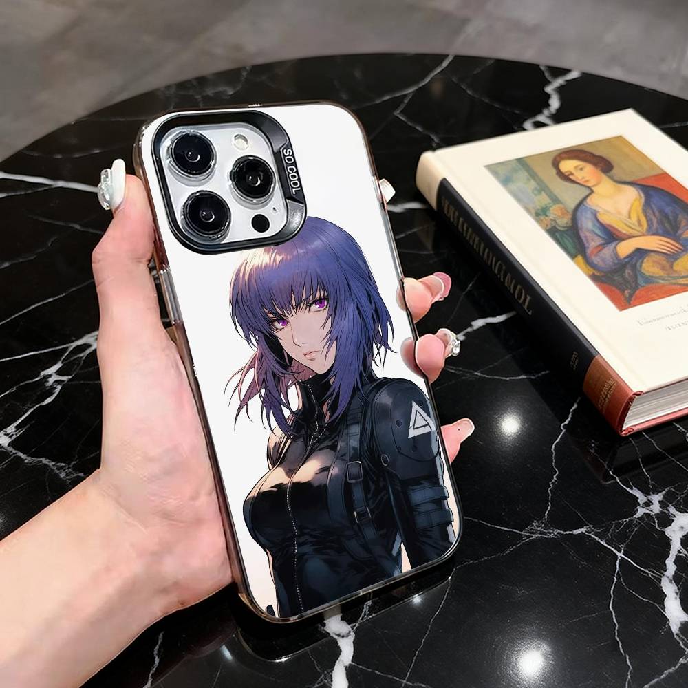 

G-Ghost M-Motoko K-Kusanagi S-Shell Phone Case For iPhone 17,16,15,14,13,12,11 Plus,Pro Max,Colored Silver Plated Inside Cover iPhone13PROMAX