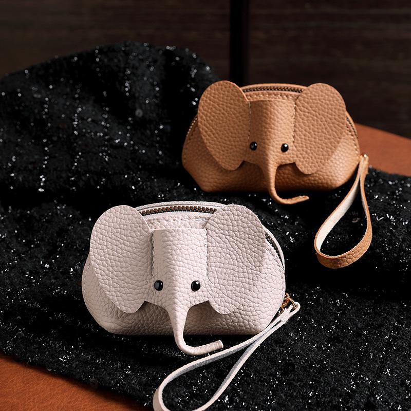 New Women's Elephant Coin Purse Keychain - Fashionable Card Holder & Lipstick Storage