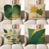 Home Decor Exquisite Green Leaf Pattern Throw Pillow Cover Pattern Cushion Cover Suitable For Sofa Bedroom Car Pillow Cover