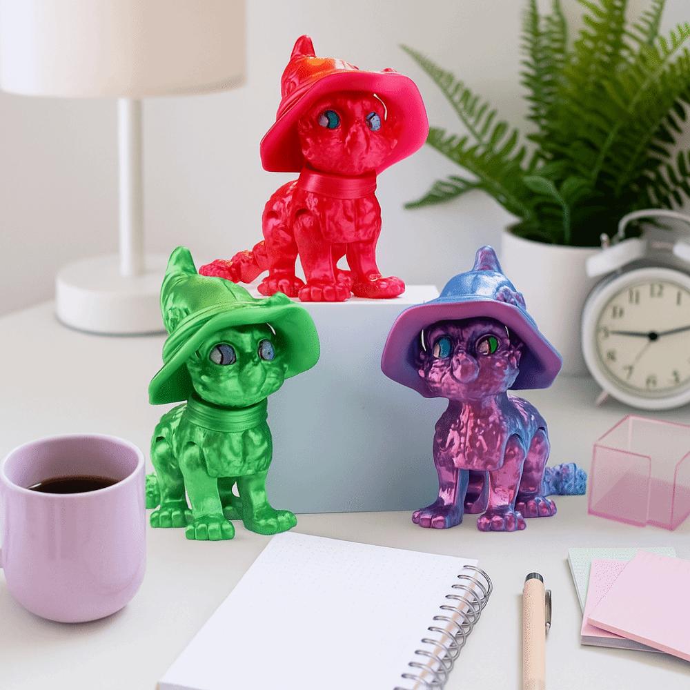 Plastic Material 3D Printed Cat Model Realistic Design Cute Cat Figure  Desktop Display