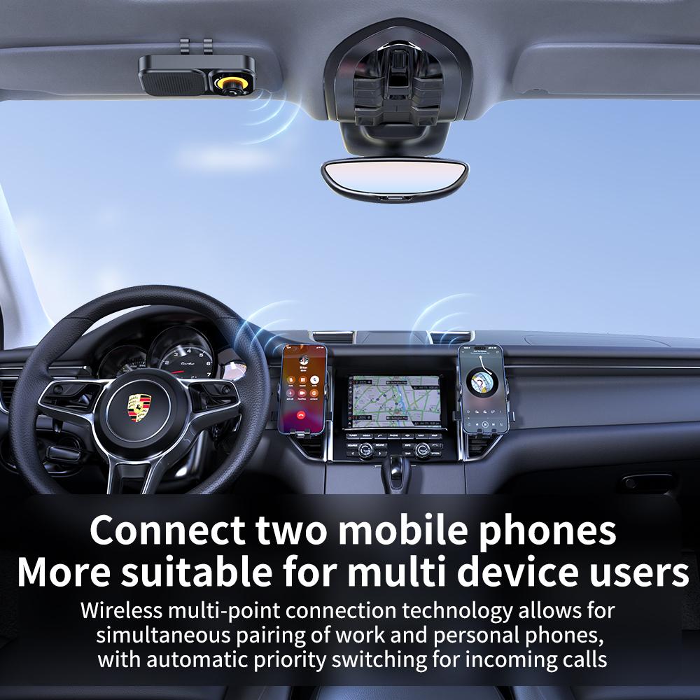 Bluetooth 5.4 Handsfree Car Kit Wireless Bluetooth Adapter Receiver Speakerphone MP3 Music Player with Car Sun Visor Clip Auto Accessories