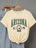 American Preppy Style Print Crew Neck Short Sleeve Tee Tops Unisexs Y2k T Shirt With Arizona Print Casual Clothes Outfit Tshirt