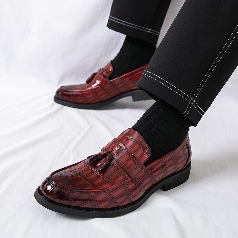 Fashion Luxury New Tassel Loafers New Men's Alligator Pattern Patent Leather Shoes Designer Formal Wedding Dress Homecoming Footwear