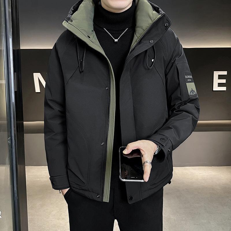 Duck down jacket, thickened warm in winter, men's and women's hooded duck, new.