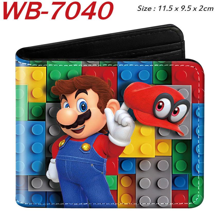 Super Mario Cartoon Full-Color Print Bi-Fold Wallet Anime Student Unisex Short Purse