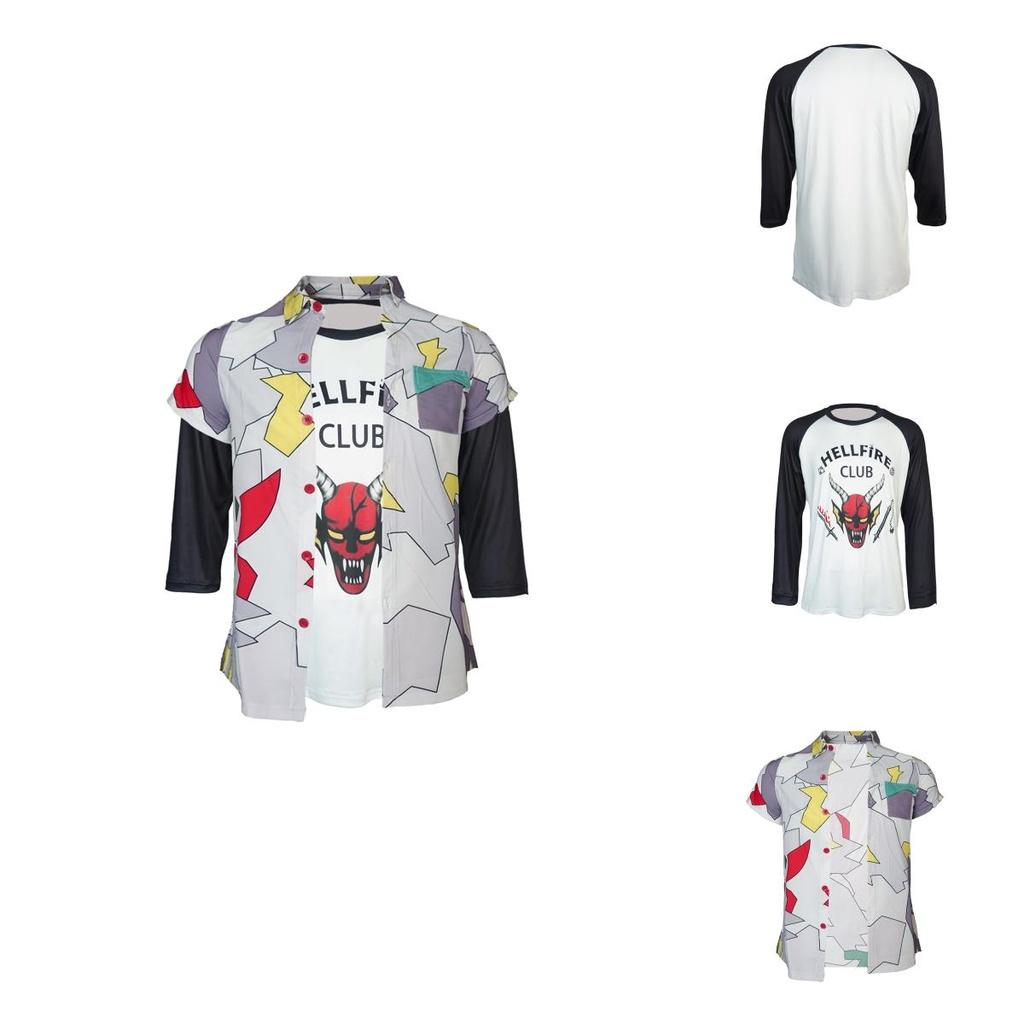 Stranger Things Maglietta a Maniche Lunghe Hellfire Club Stampa Digitale 3D Cosplay Regalo per Fan