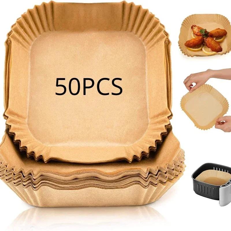 

50PCS Disposable Air Fryer Paper Liner Non-Stick Special Baking Paper Tray for Microwave Ovens Oil-proof Mat Baking Accessories