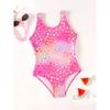 Girls One Piece Swimsuit Cute Cartoon Colorful Heart Symbol Print Sleeveless Swimwear Kids Summer Beach Bathing Suit