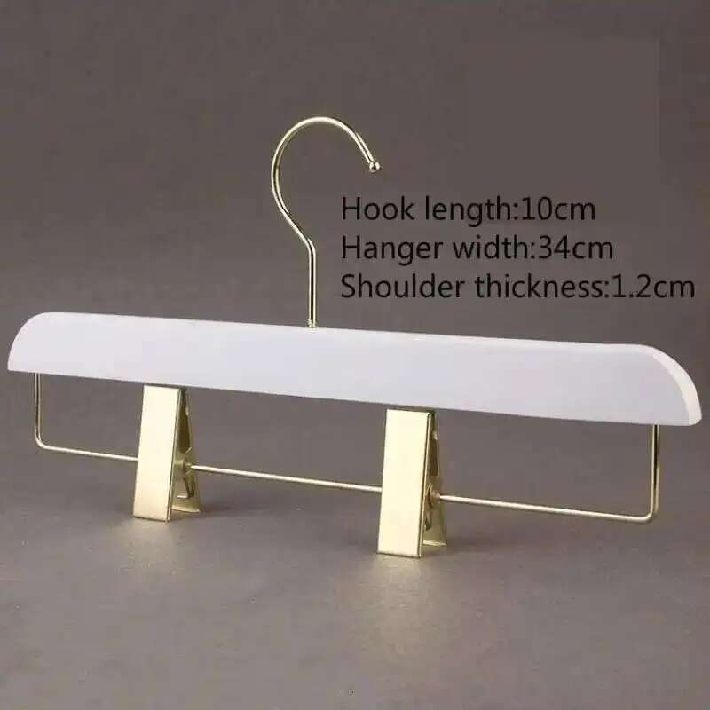 5PCS White Lady Garment Hangers White Wooden Store Chothing Display Hanger Golden Hook Korean Version Custom Logo Engraved