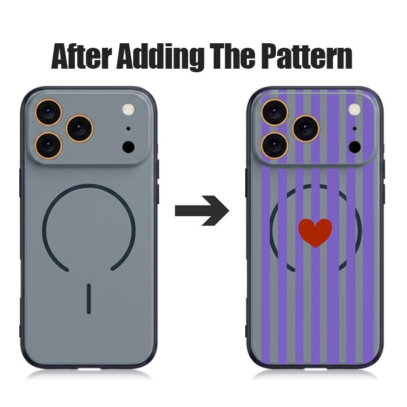 Stripe Heart Pattern Case For iPhone 17 18 Pro Max For iPhone 16 15 14 13 Pro Max Magnetic For Magsafe Skin Feel Hybrid Phone Cover
