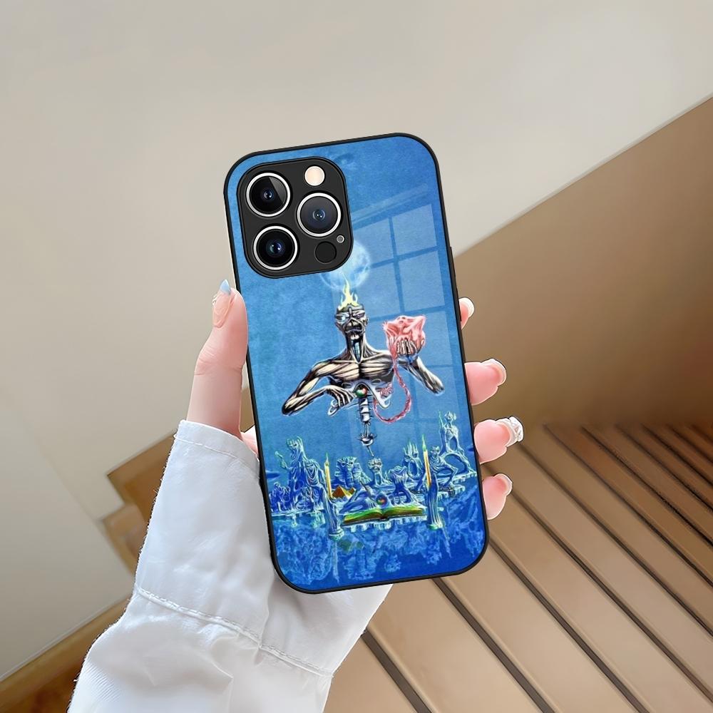 Skeleton Rock Band fashion Phone Case Tempered Glass For iPhone 13 15 14 12 11 Pro Max Plus Mini X XR XS 8 7 6s SE2020 Coque