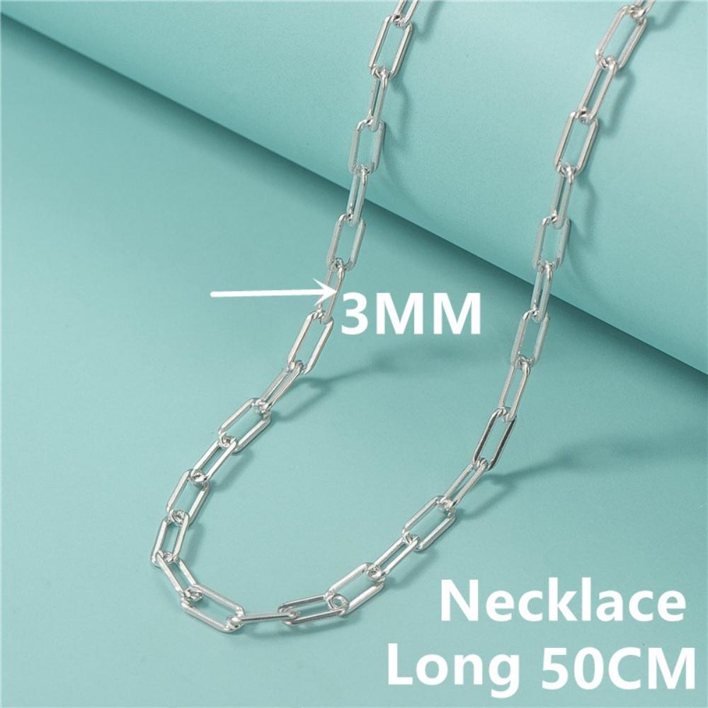 925 Sterling Silver Stylish Exquisite Cut Paper Clip Necklace Necklace Birthday Party Jewelry Gift