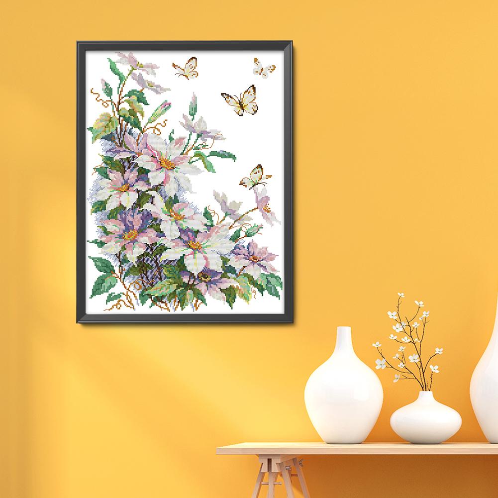Partial Embroidery Eco-cotton Thread 14CT Printed Flower Cross Stitch