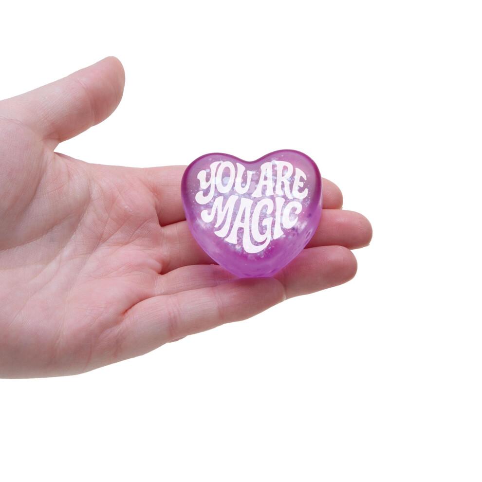 NeeDoh Teenie Sparkle Hearts | Balení 3 malých třpytivých srdíček | Sada fidget hraček pro děti i dospělé | Mačkací stresové míčky inspirované sladkostmi |