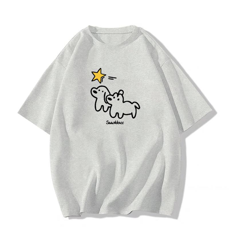 catty short-sleeved t-shirt women's pure cotton summer new cartoon printing American retro niche design top