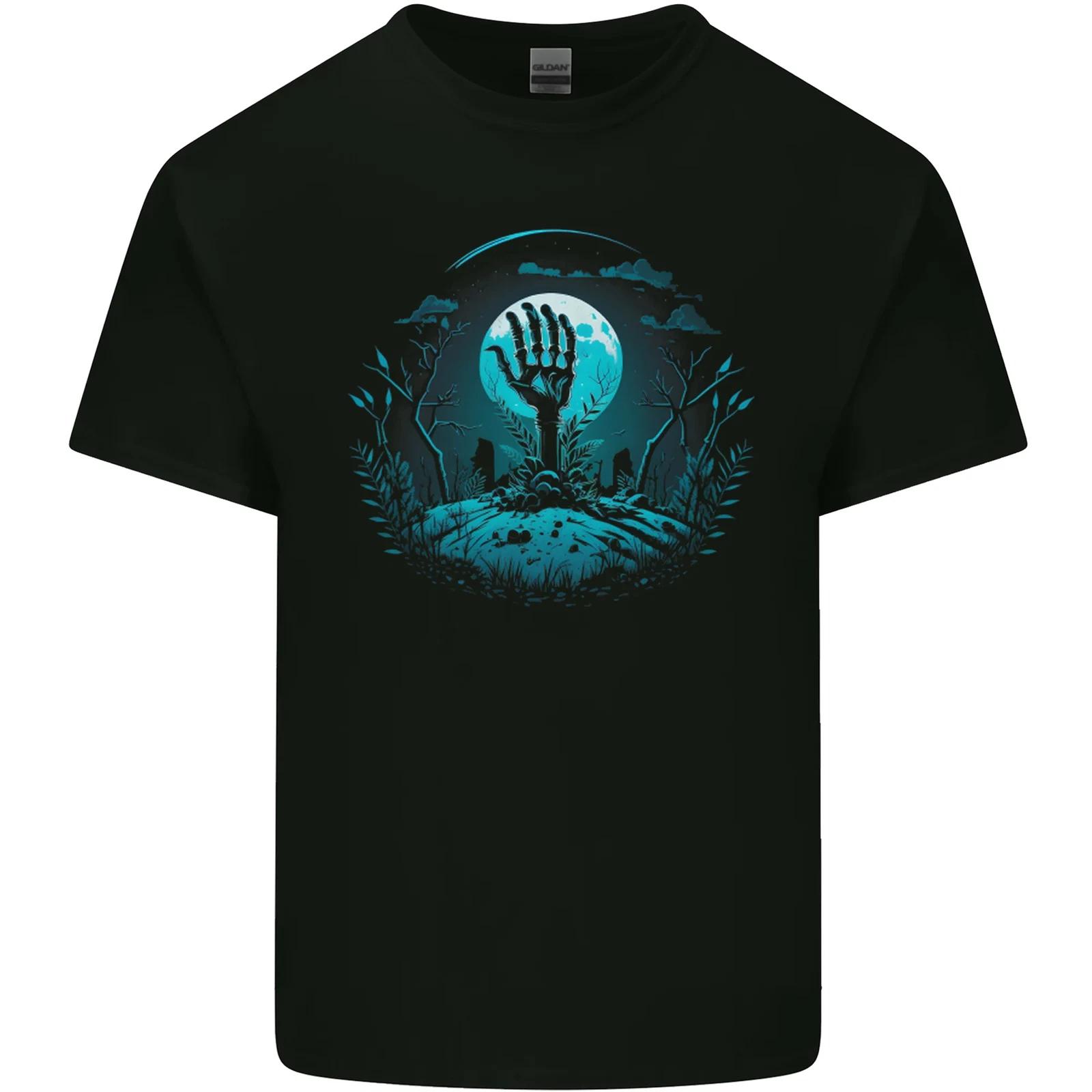 A Skeleton Hand Rising From a Graveyard Kids T-Shirt Childrens 2XL