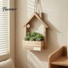 Wandhängepflanzer Holzpflanzer, Kreativer Blumentopfkorb für Zimmerpflanzen Boho-Dekor Wohnzimmer Kunstblumen, Rustikale Balkondekoration Vase