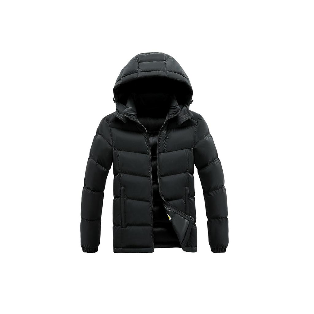 Light Cotton Coat Men's Winter Fashion New Solid-colour Slim Removable Cap Thickened Hooded Comfortable and Versatile Jacket