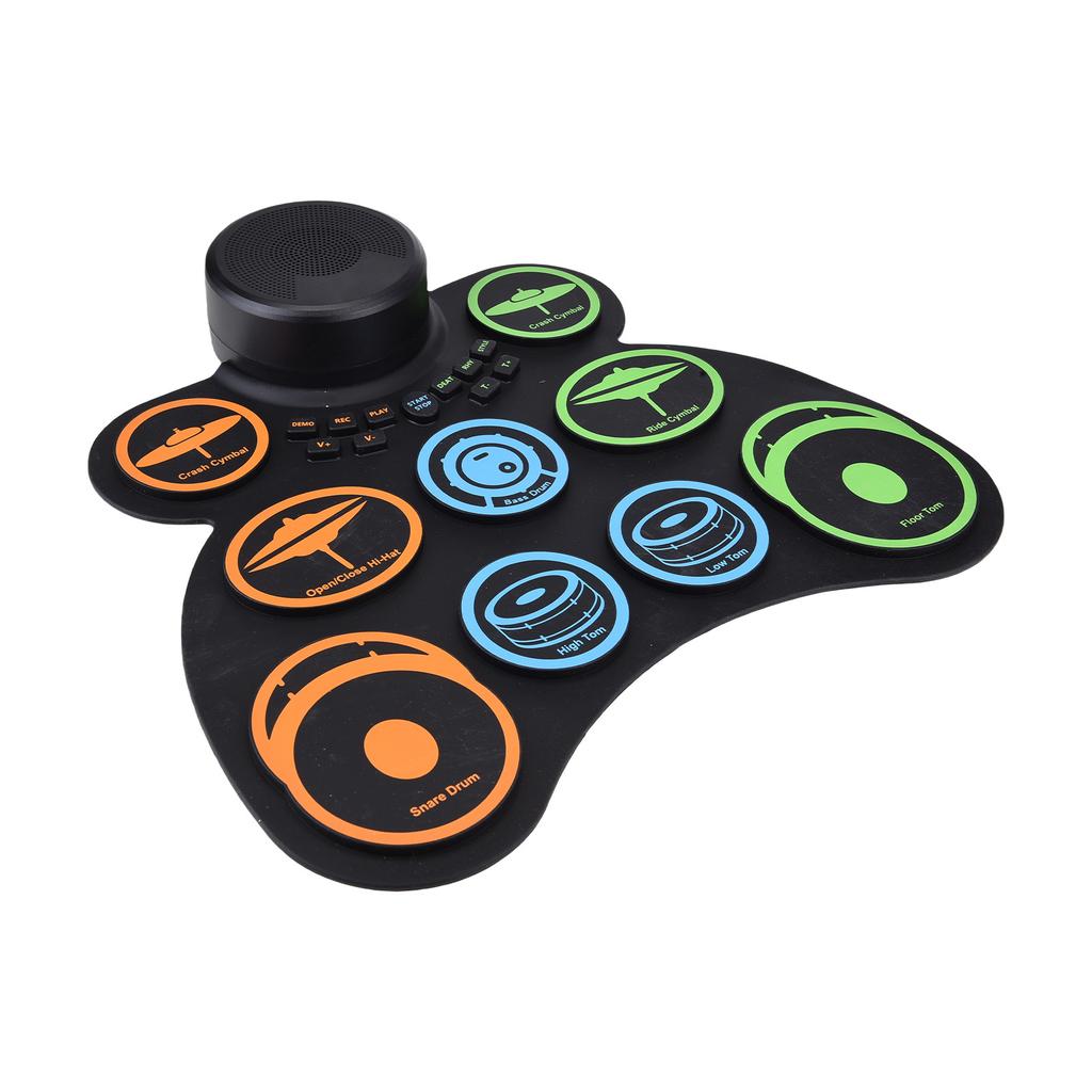 Electronic Drum Set with 2 Speaker Roll Up Drum Pad 9 Pads Supports MIDI Various Audio Connection Headphone Jack 18