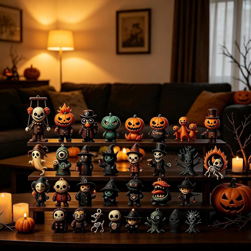 Calendario dell'Avvento di Halloween 3D 2026 Scatola Misteriosa Sorpresa 31 Notti di Paura Conto alla Rovescia di Halloween Con 31 Mini Figure Spettrali Per Decorazione Scrivania Casa