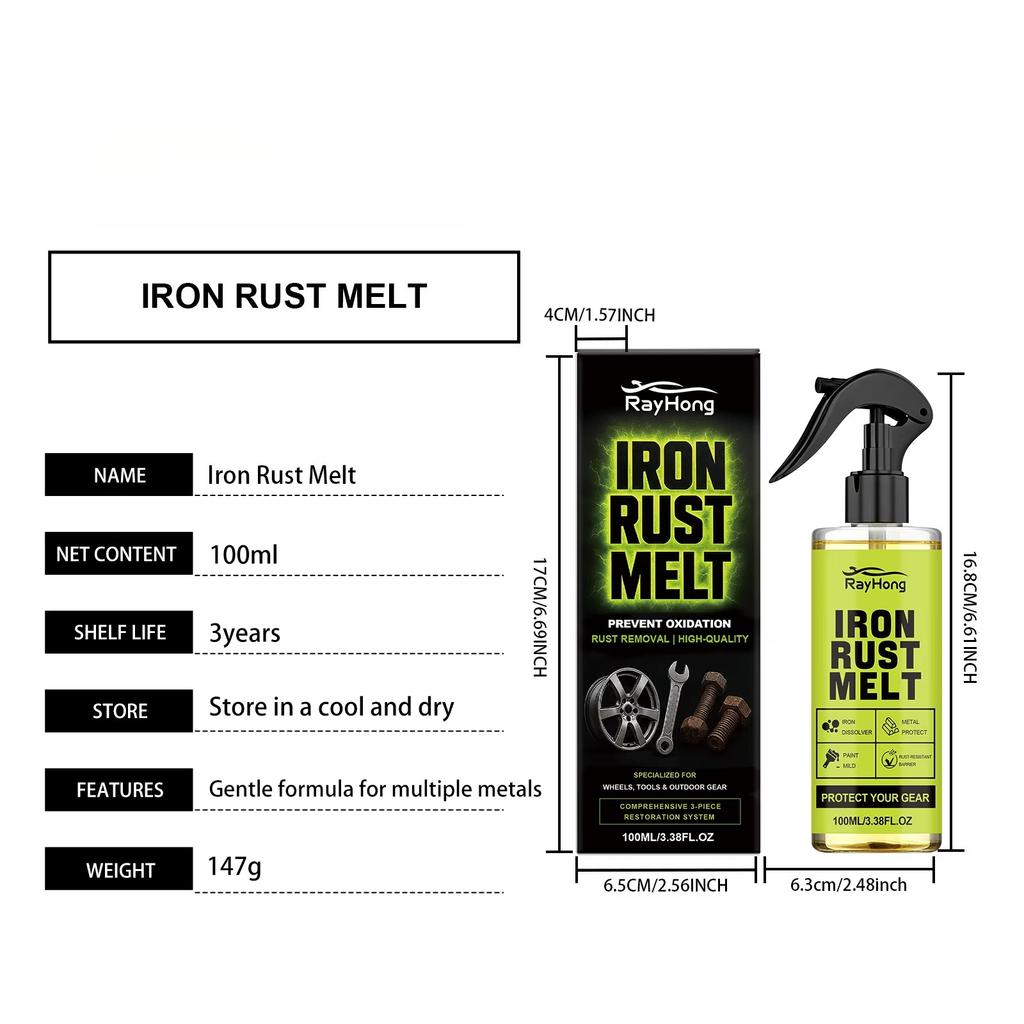 Rust Removal Spray Powerful Fast‑Acting Metal Rust Remover Wheel Auto Surface Oxidation Eliminator Car Clean Maintenance Spray