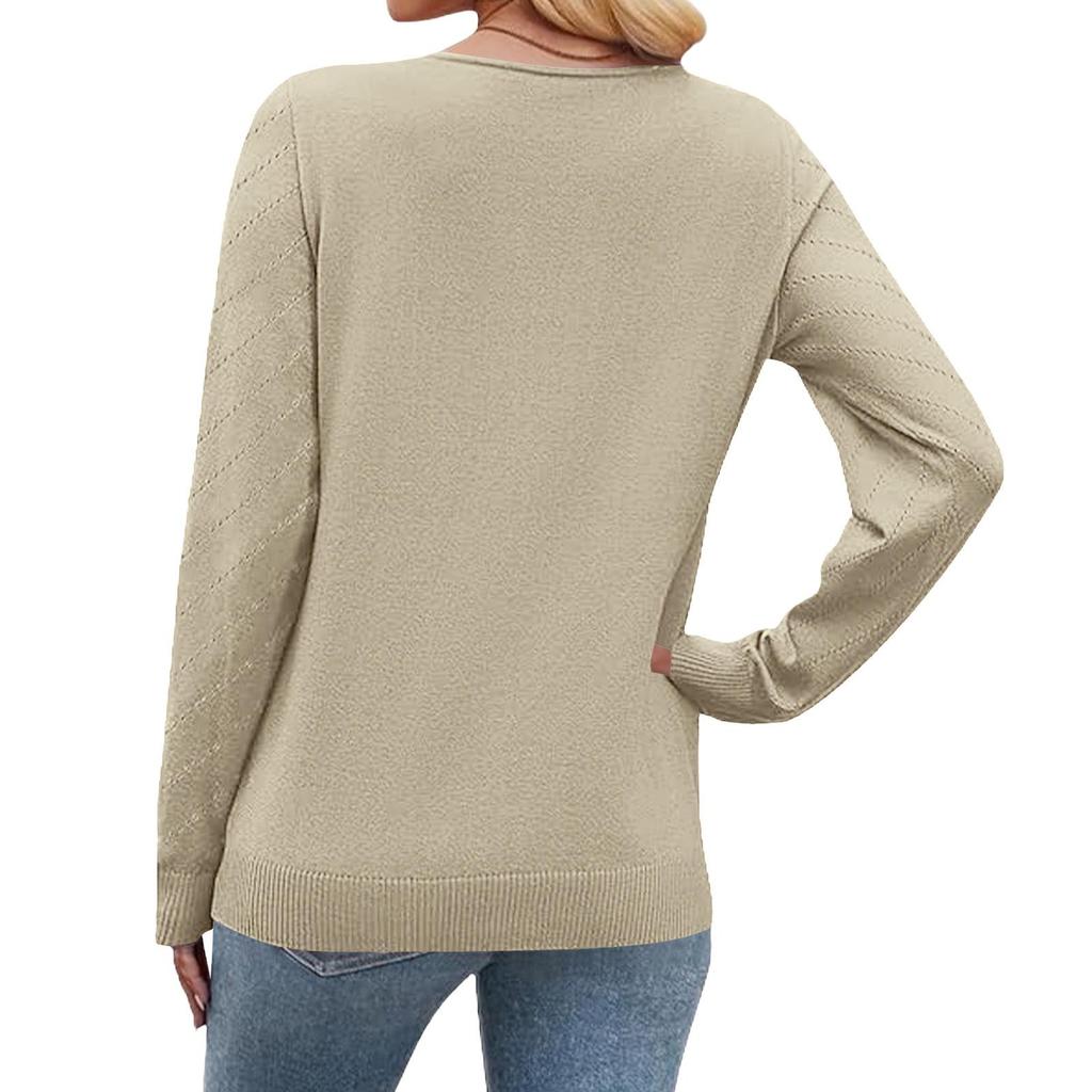 2025 European & American Autumn/Winter V-neck Long Sleeve Knitwear for Women: Fashionable & Comfortable Pullover