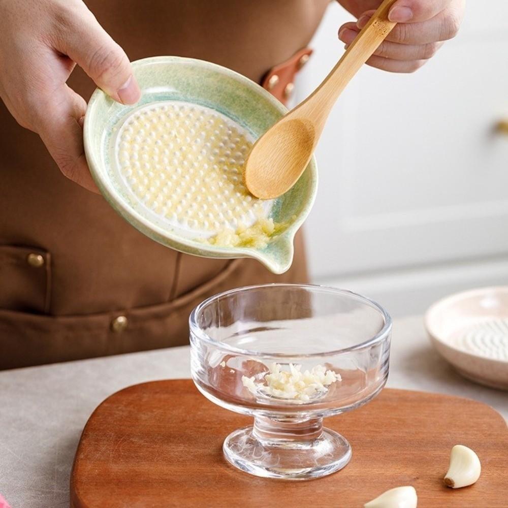 2-in-1 Ceramic Garlic Grater Handheld Garlic Paste Maker Reusable Wasabi Grinder Tool  Meal Prep