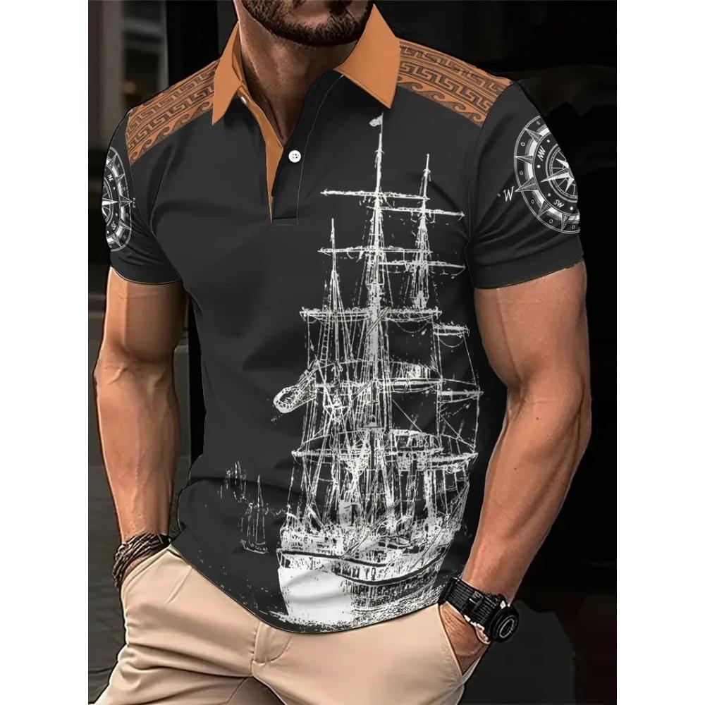 Spring and Summer New, Men s Short-sleeved Lapel Button-spliced Contrasting Bottoming Shirt S