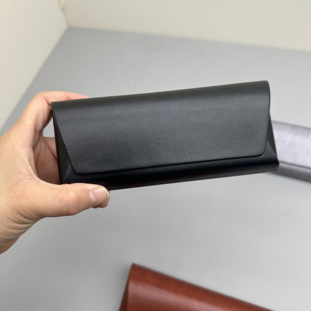 Large Capacity PU Leather Triangular Glasses Case Magnetic Closure Anti-scratch Protective Eyewear Holder for Sunglasses
