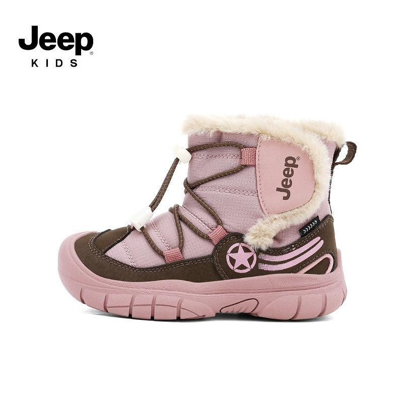 JEEP Girls  2025 Winter Velvet Snow Boots - Warm High-Top Outdoor Shoes 30