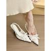 Cold fog yarn! Gentle flower mesh bow high heel sandals women's spring bag head empty sandals