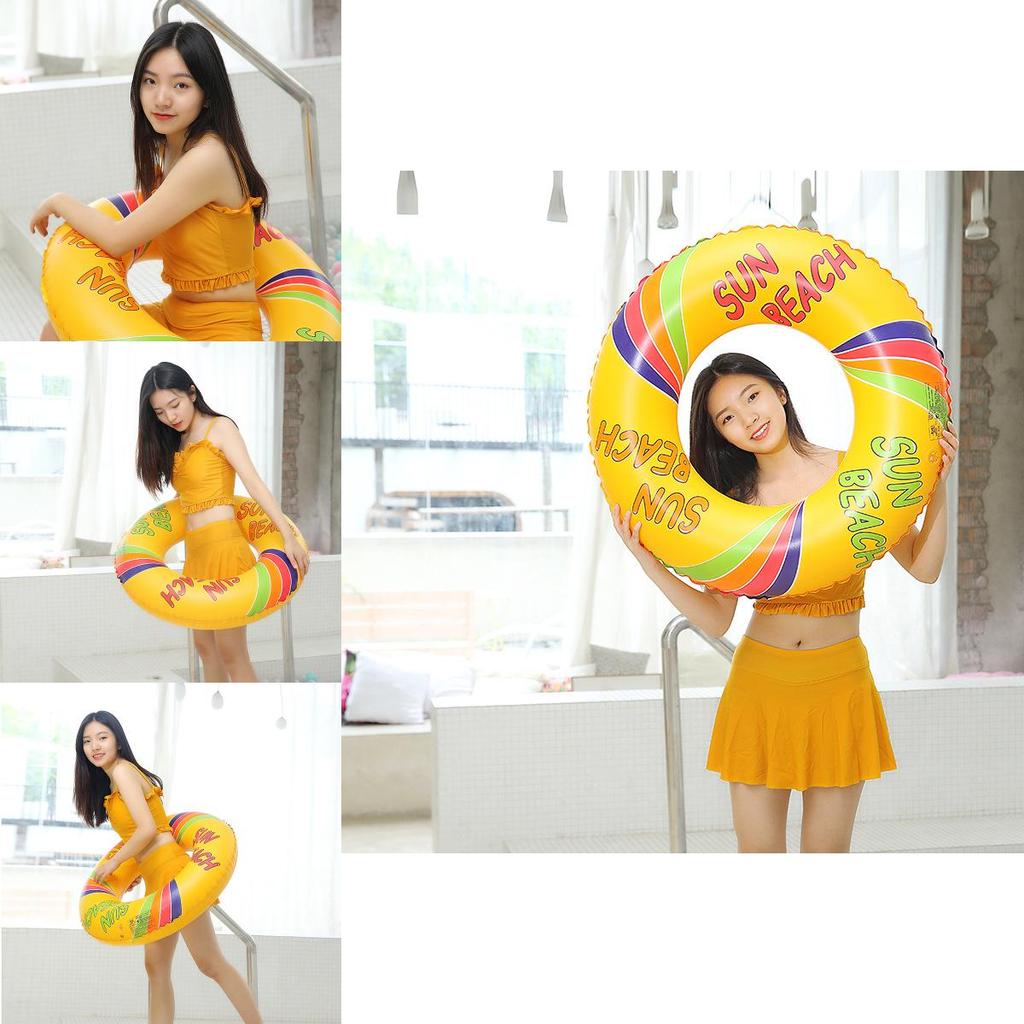 Adult Thickened Inflatable Swim Ring Eco-friendly Pvc 3mm Thickness Printed Float Ring For Underarm Swimming Water Sports 80cm 90cm