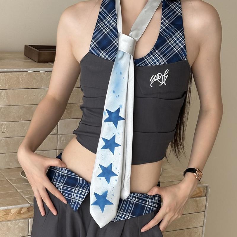 Casual Y2K Star Tie Fashionable Y2K Retro Pentagram Tie Sweet Hand Tied Multi-Functional Belt Necktie Suit Accessories