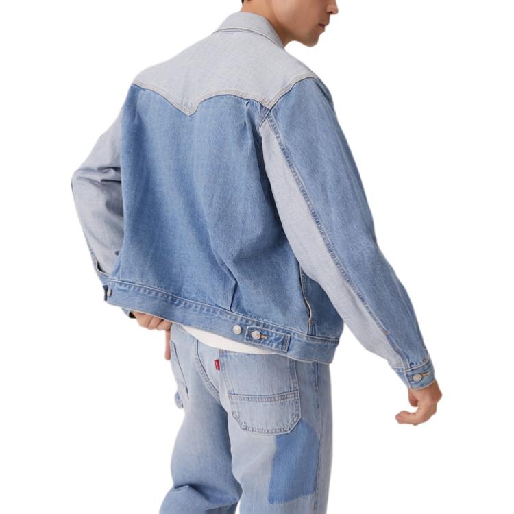 Levis Casual Comfortable Patchwork Single-Breasted Long Sleeve Denim Jacket Men Jackets 004YT-0000