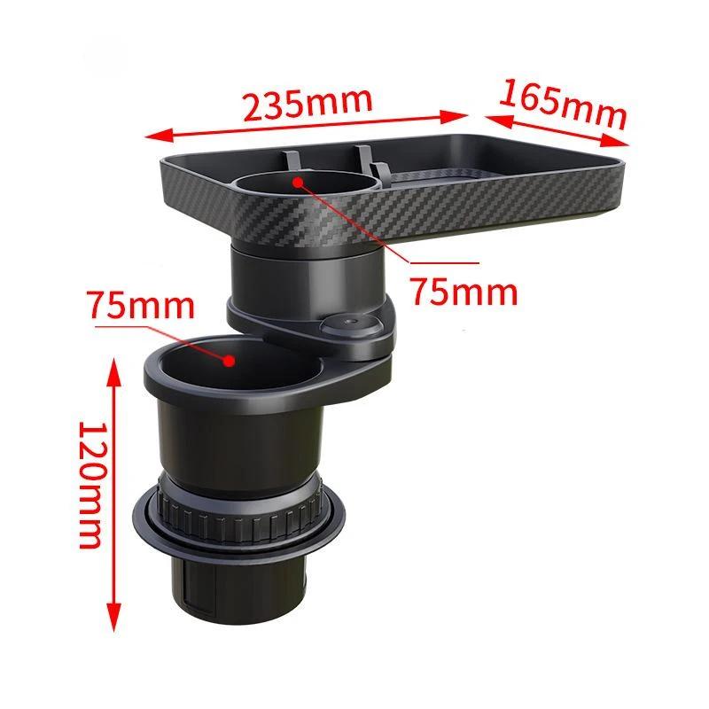 Car Cup Holder Expander with Tray 360 Degree Rotation Adjustable Drink and Food Tray for Smartphones Stable Non Slip Cup Mount