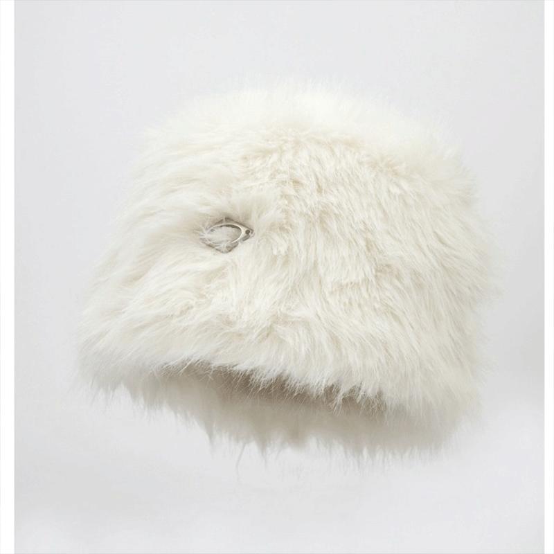 

Плюшевая шапка для женщин Осень и зима Большой обхват головы Толстая теплая шапка-рыбак Защита ушей от холода One size [54-58cm]