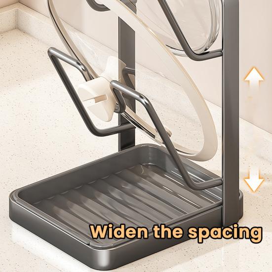 Pot Lid Holder with Drain Carbon Steel Utensils Pan U-Shaped Groove Design Kitchen Organizer Drip Tray