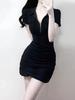 Dress Knit Fabric Slim Fit Short Sleeve Polo Neck Retro Style For Summer Fashion