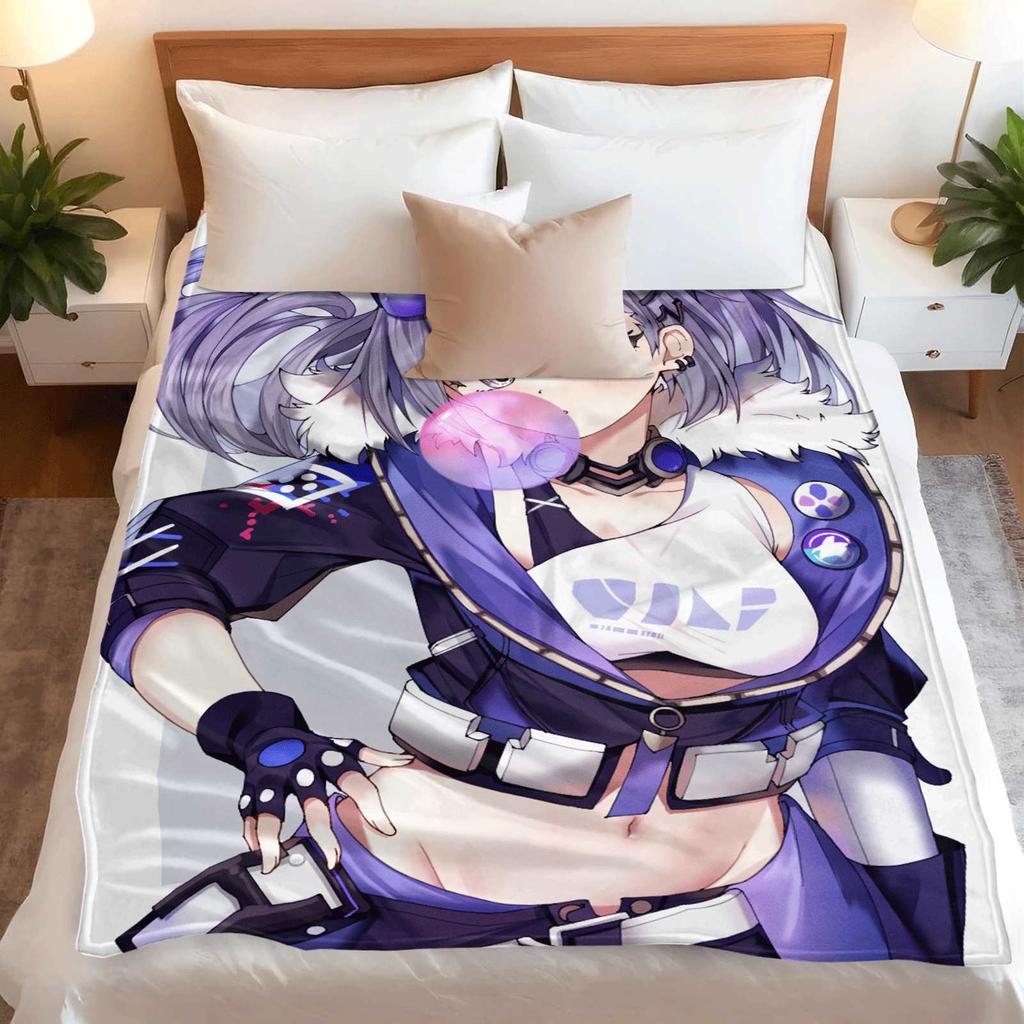 Game Honkai:starrail Silver Wolf Flannel Blanket Warmth Soft Air Conditioning Otaku Blanket Multifunctional Decorative Blankets