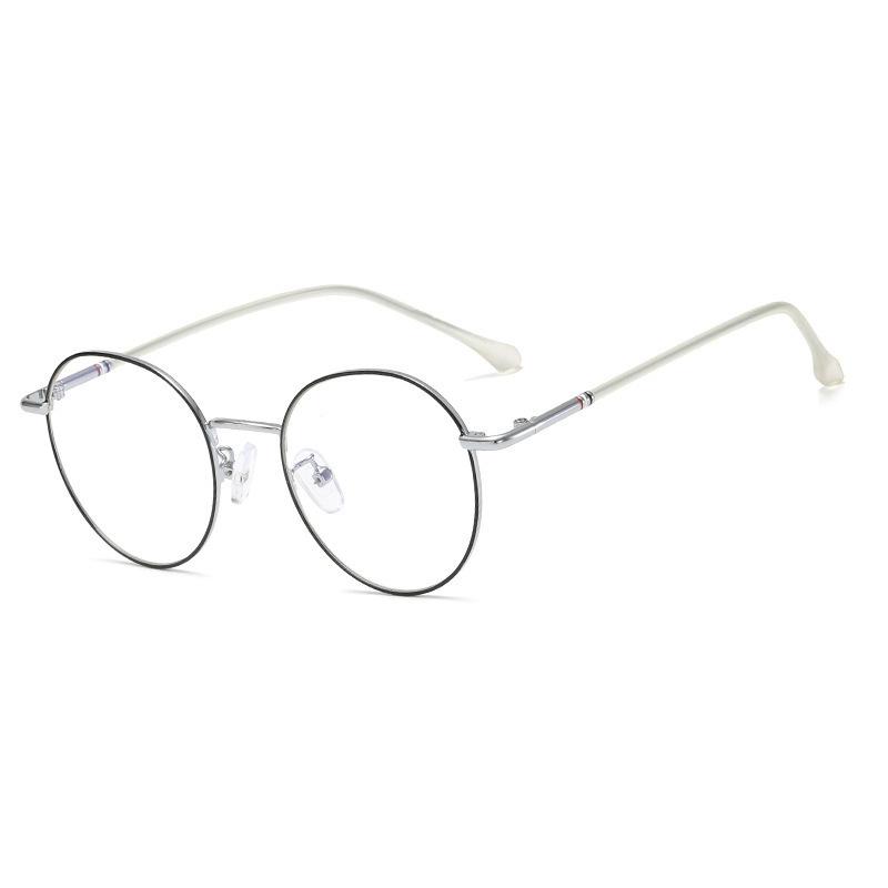 New flat mirror frame popular metal small round frame optical anti-blue light glasses decorative kick-off college style