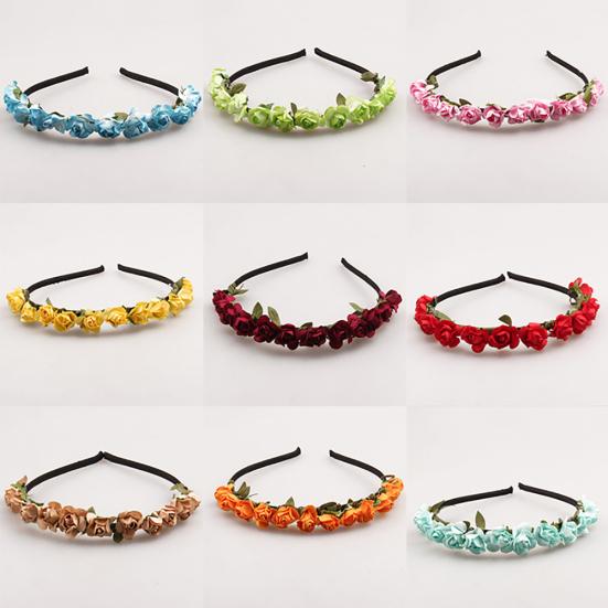 Rose Flower Headband Festival Wedding Garland Summer Beach Boho Floral Hairband