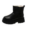 White Platform Snow Boots Women's 2025 Winter New Fleece Thickened Fur Integrated Waterproof Short Boots Cotton Shoes