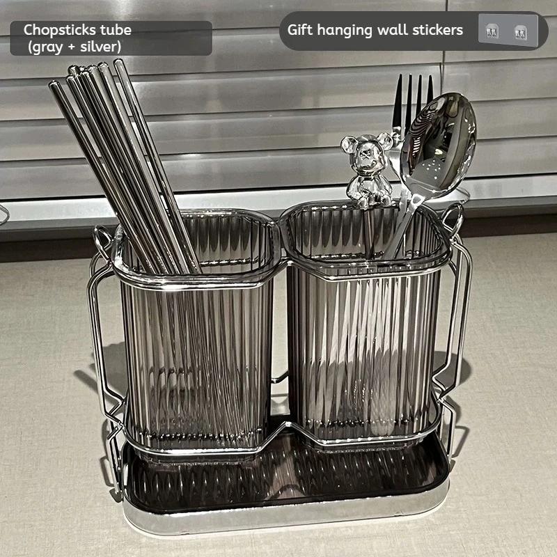

Настенный органайзер для кухонных столовых приборов, светильник, роскошный держатель для палочек для еды, держатель для ложки, сушилка для посуды из нержавеющей стали XL