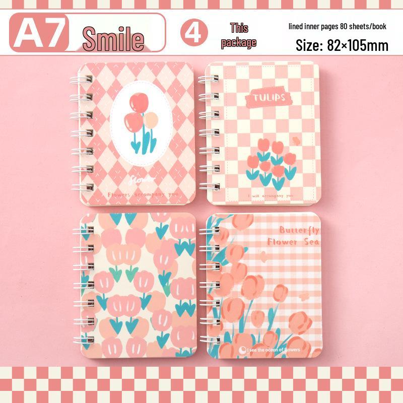 High-Value A7 Spiral Notebook - Cartoon Themed, Lined, Mini, Portable, Ideal for Elementary Students and Kids' Diaries