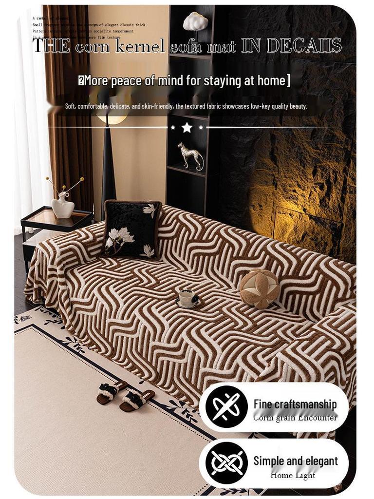 Winter Thickened Non-slip Sofa Cover – Cat Scratch Resistant & Dustproof Plush Blanket